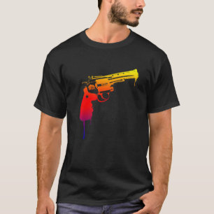 Cool Rainbow Cowboy Revolver Pro Gun Peace Drippin T-Shirt
