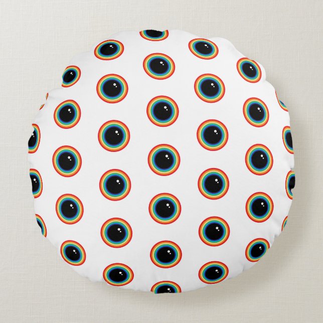 Cool Rainbow Eyes Round Cushion (Front)