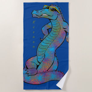 Cool Rainbow Gator Beach Towel
