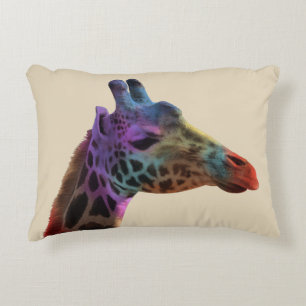 Cool Rainbow Giraffe Decorative Cushion