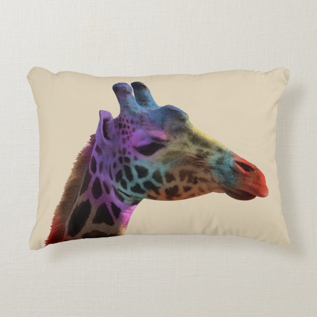 Cool Rainbow Giraffe Decorative Cushion (Front)