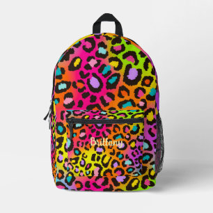 Cool Rainbow Leopard Print Girl School Backpack