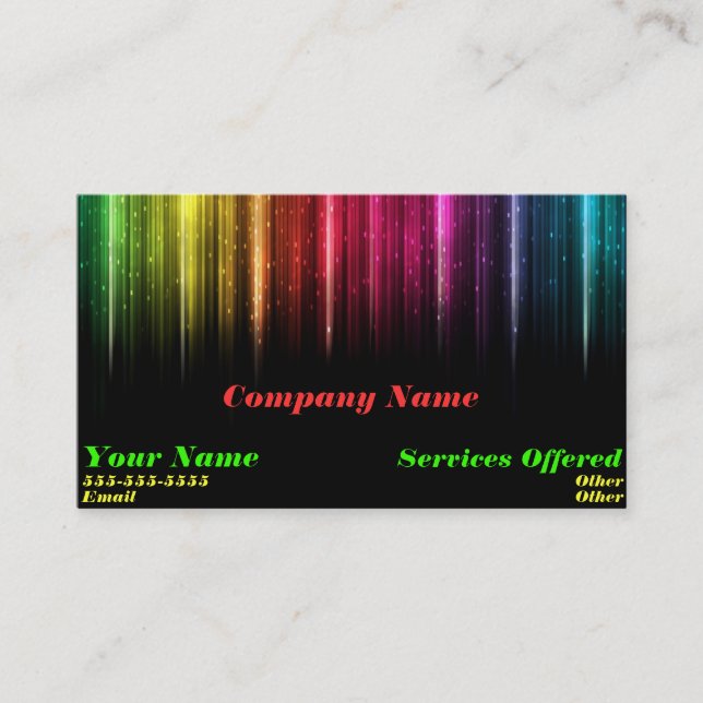 Cool rainbow light business card (Front)