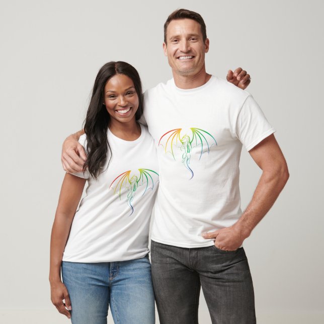 Cool Rainbow Mythical Dragon Emblem T-Shirt (Unisex)