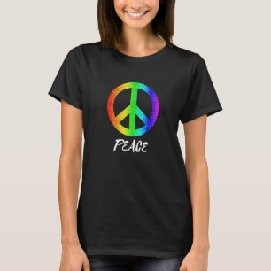 Cool Rainbow Peace Sign Designs Freedom Awareness  T-Shirt