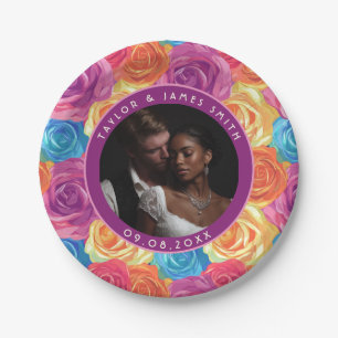 Cool Rainbow Rose Plates For Bridesmaid Gift