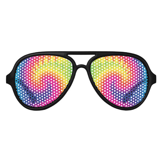 Cool Rainbow Tie Dye Aviator Sunglasses (Front)