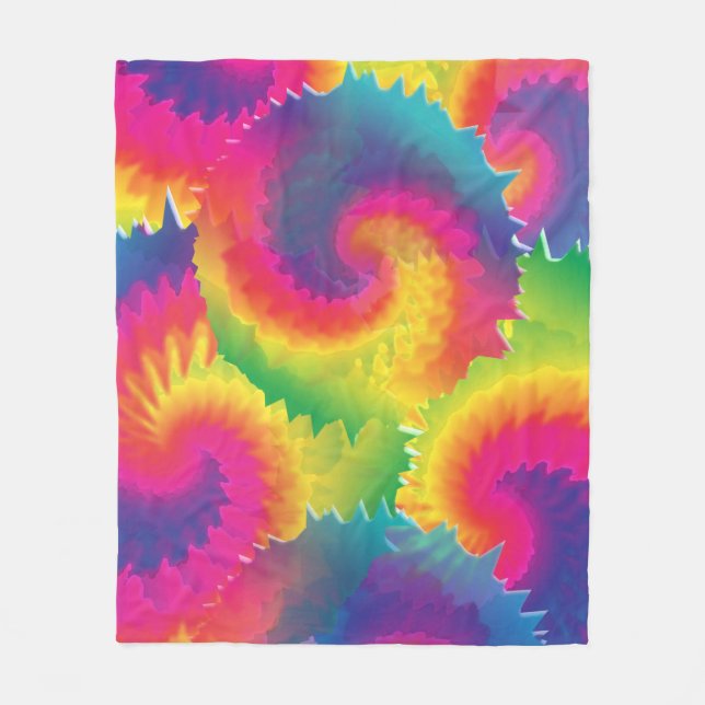 Cool Rainbow Tie Dye Pattern Fleece Blanket (Front)