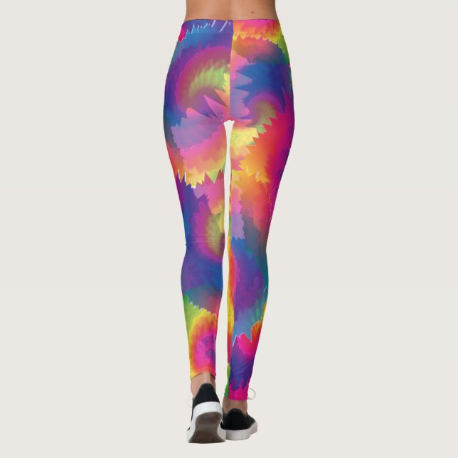Cool Rainbow Tie Dye Pattern Leggings (Back)