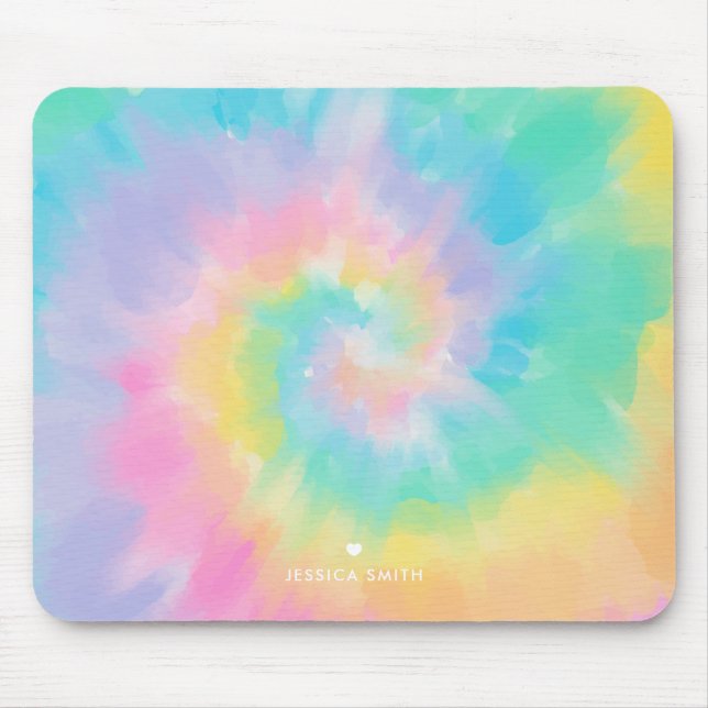 Cool Rainbow Tie Dye Pattern Personalized Mouse Mat (Front)