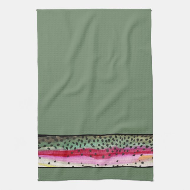 Cool Rainbow Trout Skin Fisherman's Tea Towel (Vertical)