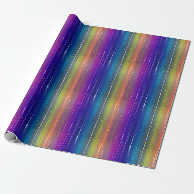 Cool Rainbow Water Paint Drip Aesthetic Pattern Wrapping Paper (Unrolled)