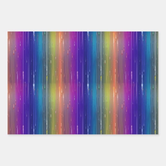 Cool Rainbow Water Paint Drip Aesthetic Pattern Wrapping Paper Sheet (Front)