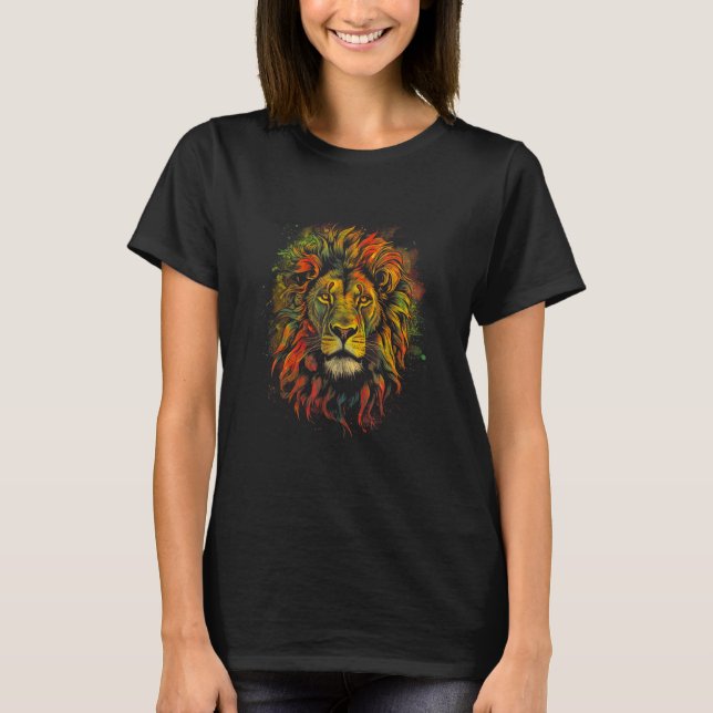 Cool Rasta Reggae Lion T-Shirt (Front)