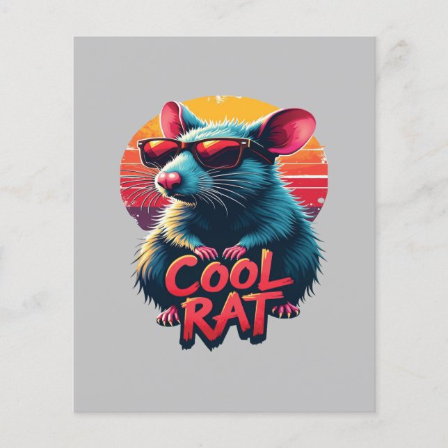 Cool Rat with Sunglasses Retro Sunset Design (Front)