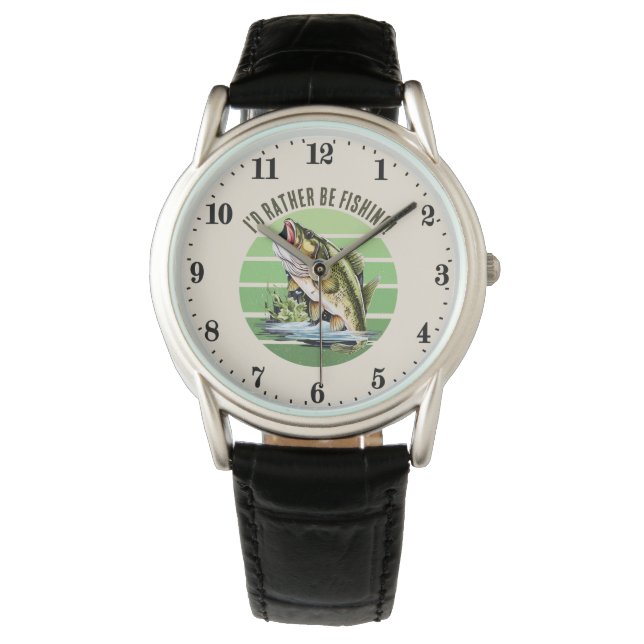 cool rather be fishing add text watch (Front)
