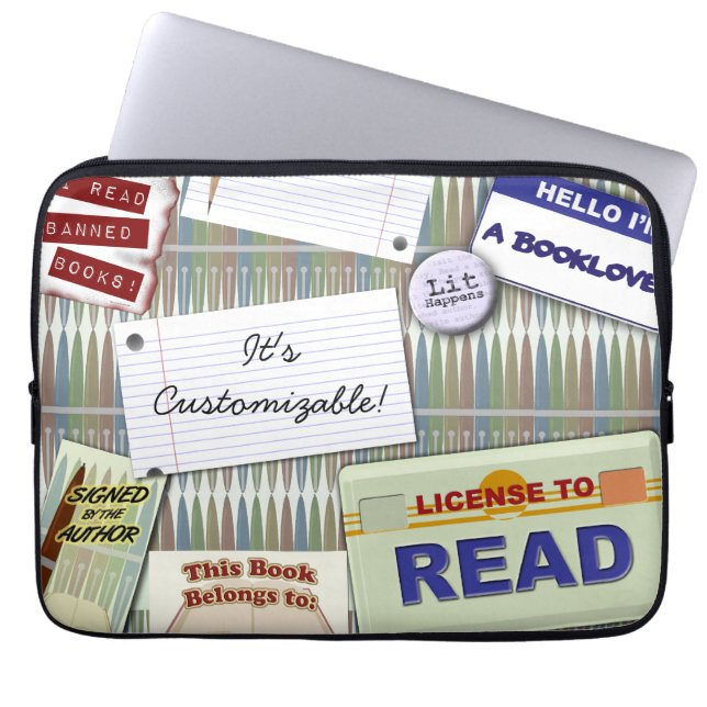 Cool Reader's Collage Laptop Sleeve (Front)