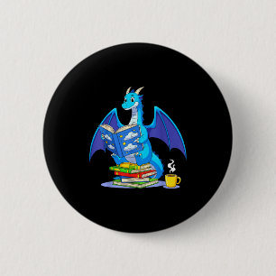 Cool Reading Books Dragon Book Lover Bookworm Men  6 Cm Round Badge