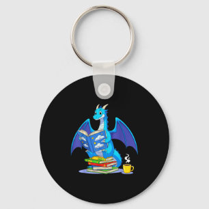 Cool Reading Books Dragon Book Lover Bookworm Men Key Ring