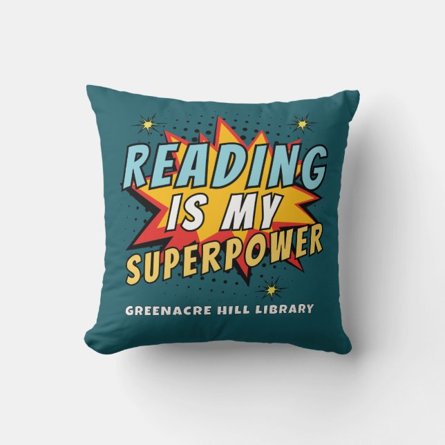 Cool Reading is my Superpower Library Corner Cushion (Front)