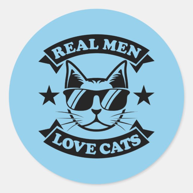 cool real men love cats classic round sticker (Front)