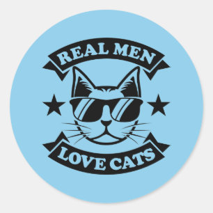 cool real men love cats classic round sticker