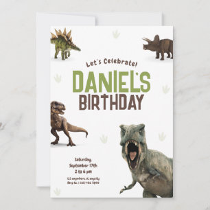 Cool Realistic Dinosaur Birthday Invitation