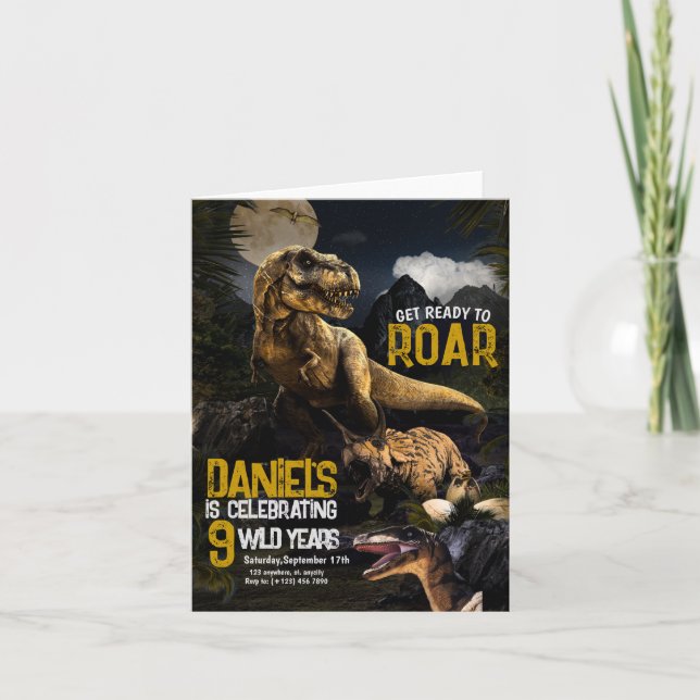 Cool Realistic Dinosaur Birthday Wild Invitation (Front)