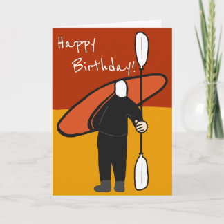 Cool Red and Orange Wetsuit Kayak and Paddle Card