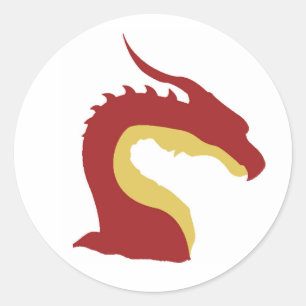 Cool Red and Yellow Simple Fantasy dragon emblem Classic Round Sticker