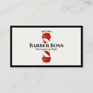 Cool Red Barber Pole Barbershop Business Card