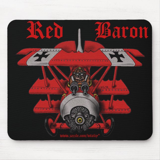 Cool red baron plane mousepad design (Front)