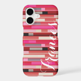 Cool red beige black stripes Custom Monogram