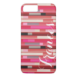 Cool red beige black stripes Custom Monogram iPhone 8 Plus/7 Plus Case