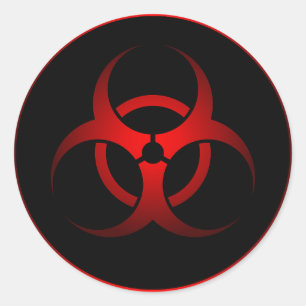 Cool Red & Black Chemical Biohazard Danger Symbol Classic Round Sticker