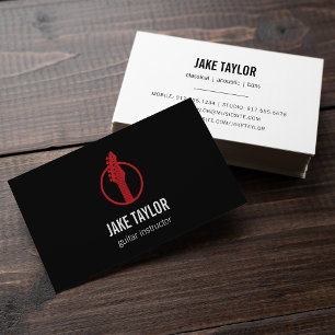 Cool Red & Black Guitar Instructor Business Card