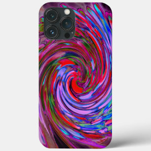 Cool Red, Blue and Pink Abstract Floral Swirl iPhone 13 Pro Max Case