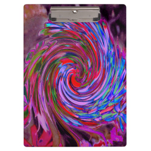 Cool Red, Blue and Pink Abstract Floral Swirl Clipboard