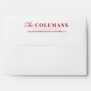 Cool Red Calligraphy family name Holidays wedding Envelope