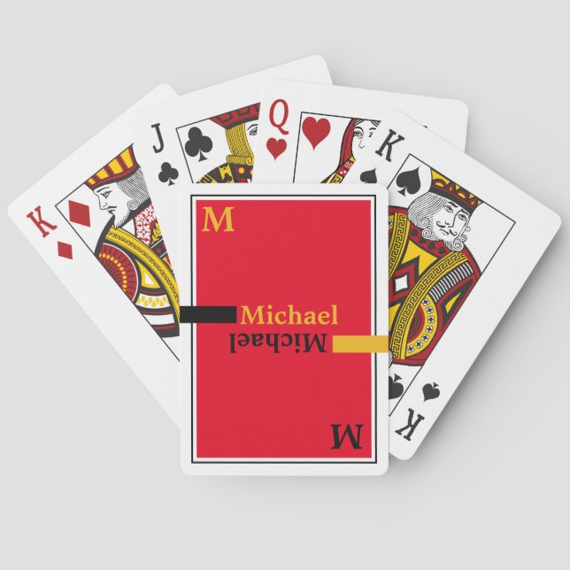 Cool Red Deck of Playing Cards with Name (Back)