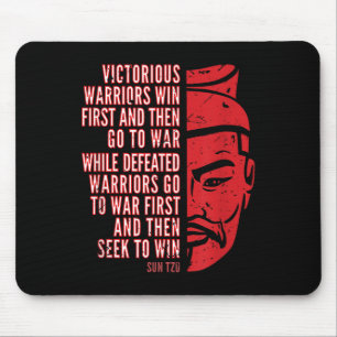 Cool Red Distressed Sun Tzu Portrait With Quote Mouse Mat