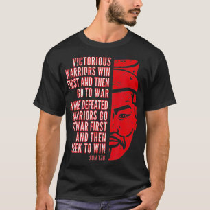 Cool Red Distressed Sun Tzu Portrait with Quote  T-Shirt
