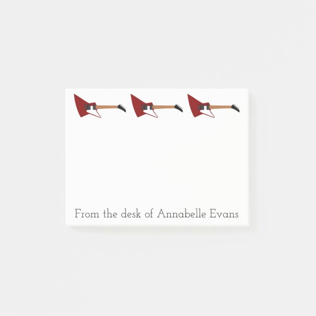 Cool Red Electric Guitars Personalize Post-it Notes (Front)