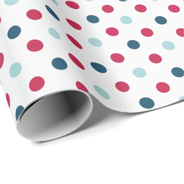 Cool Red Green and Mint Polka Dot Pattern Wrapping Paper (Roll Corner)