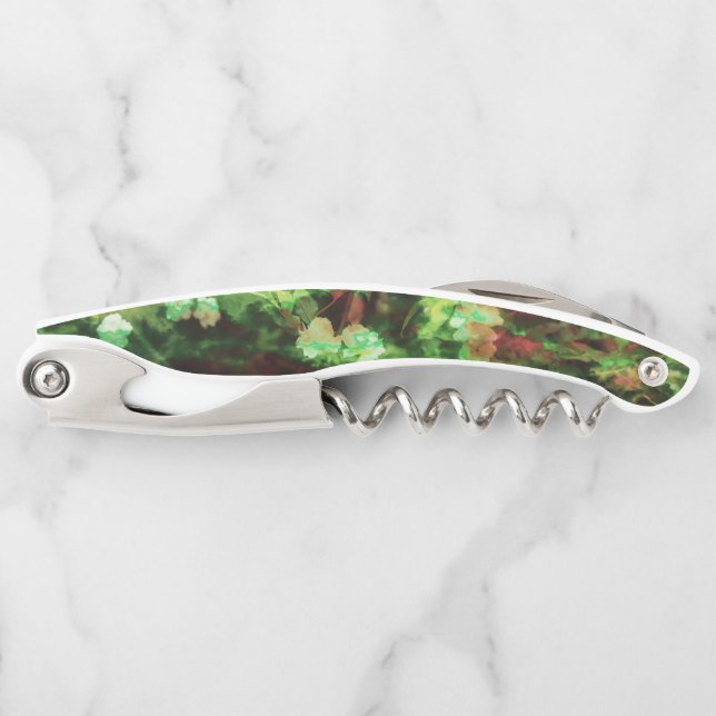 Cool red green flower art pattern. Nature concept Corkscrew (Front)