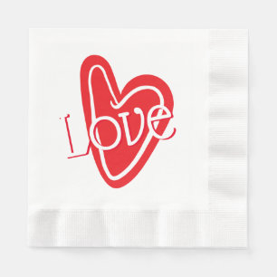 Cool Red Heart With LOVE Napkin