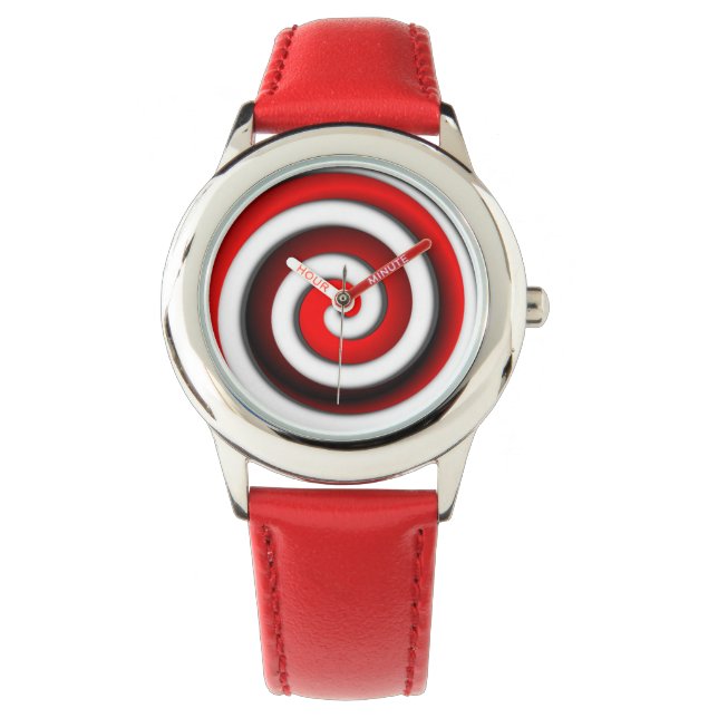 Cool Red Hypnotic Spiral  Wrist Watch (Front)