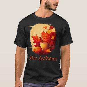 Cool red Leaves with warm drink for Autumn Season T-Shirt