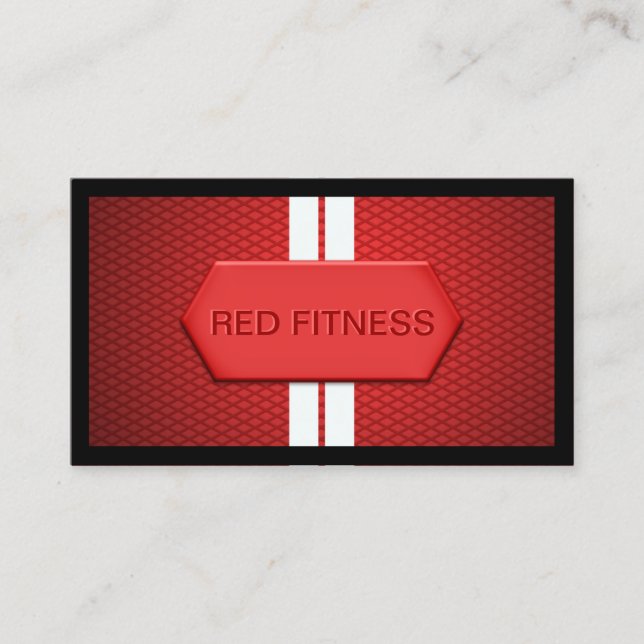 Cool Red Metal Fitness Business Card (Front)