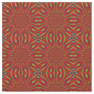 Cool Red Modern Floral Ethnic Textile Tribal Print Fabric